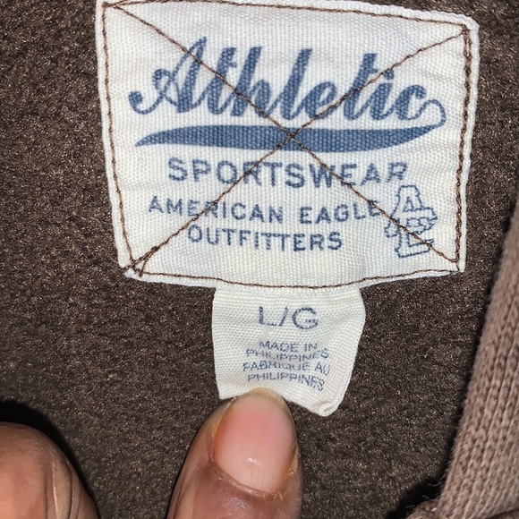 American Eagle Vintage 2Piece Set Brown w/ white trim Size L  joggers+jacket - Picture 3 of 9